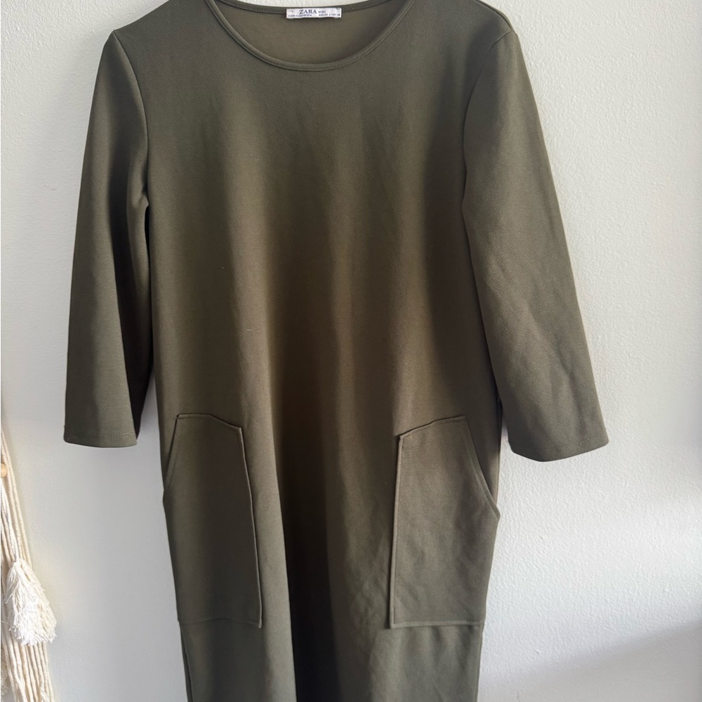Olive Green 3/4 Sleeve Dress